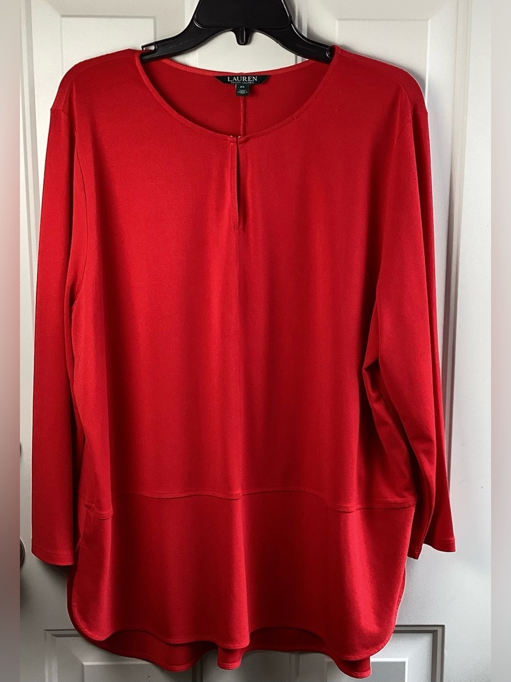 Ralph Lauren Red Long Sleeve Tunic with Keyhole